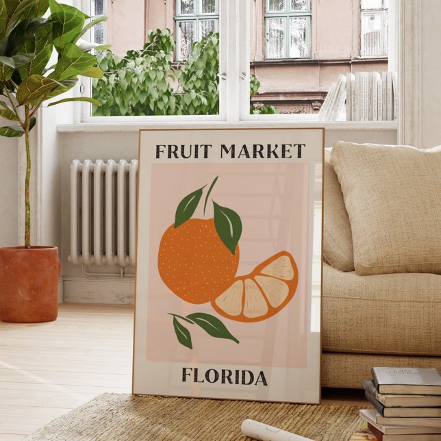 Fruit Market Florida Orange Food Poster (In situ Living room)