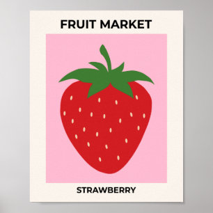 Fruit Market Pink Strawberry Food Art Modern Decor