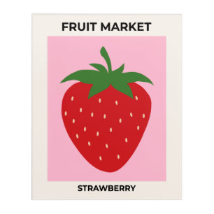 Fruit Market Pink Strawberry Food Art Modern Decor