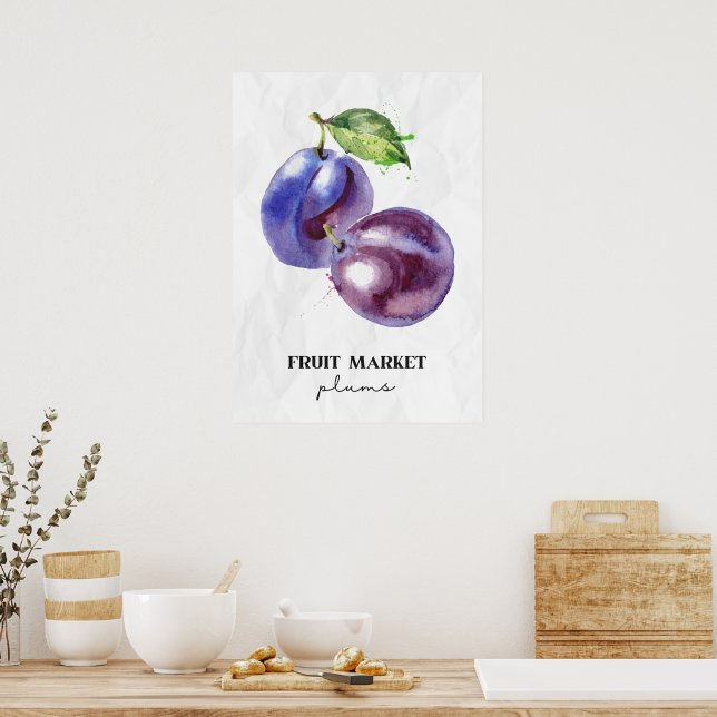 Fruit Market Plums  Poster (Kitchen)