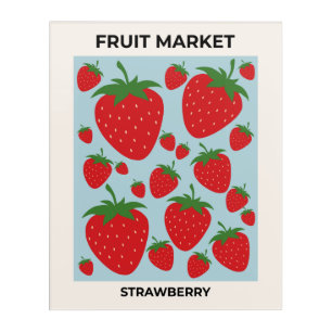 Fruit Market Strawberries Modern Fruit Art Blue