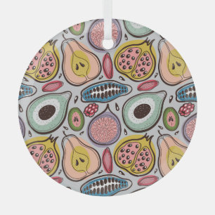 Fruit Medley: Vibrant Seamless Pattern Glass Tree Decoration