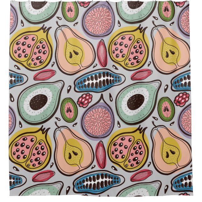 Fruit Medley: Vibrant Seamless Pattern Shower Curtain (Front)