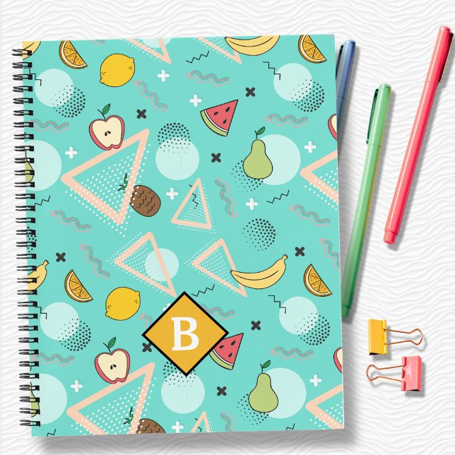 Fruit Memphis Aqua Pattern School Notebook (Creator Uploaded)