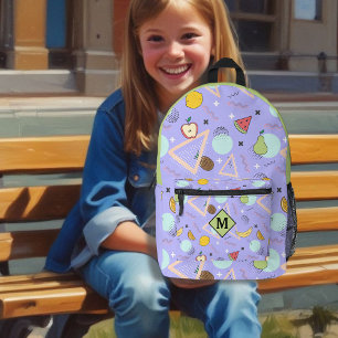 Fruit Memphis Purple Pattern  Printed Backpack
