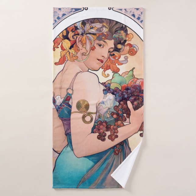 Fruit, Mucha Bath Towel (Bath Towel)