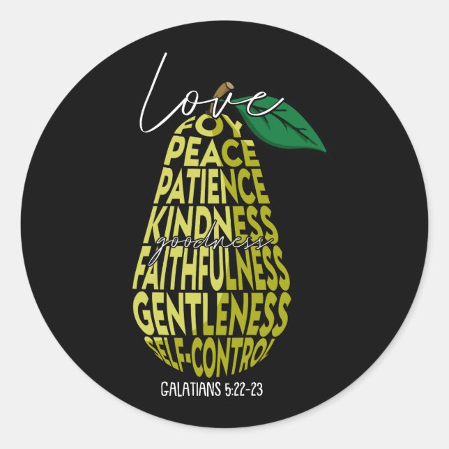 Fruit Of Spirit Love Joy Peace Patience Kindness G Classic Round Sticker (Front)