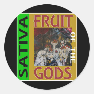 FRUIT OF THE GODS SATIVA CLASSIC ROUND STICKER