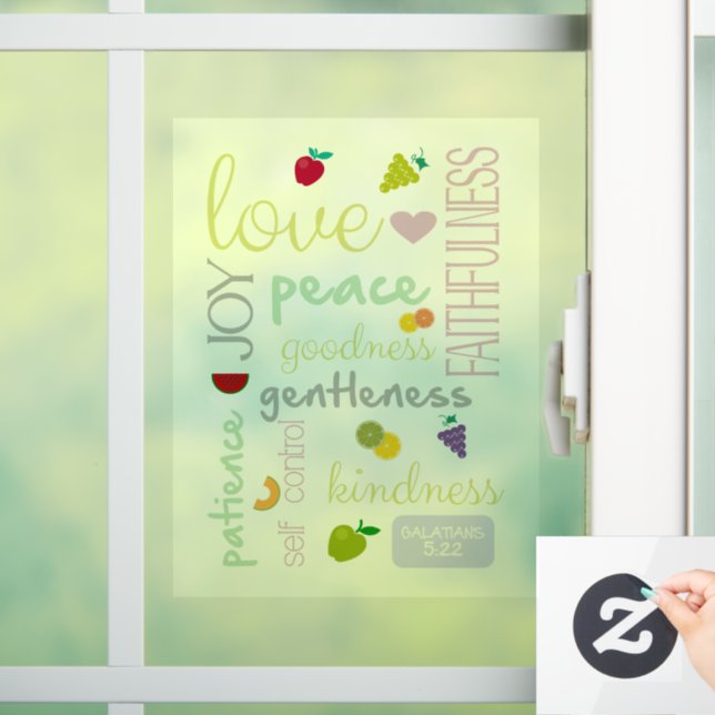 fruit of the Holy Spirit cute christian Faith Window Cling (Home)