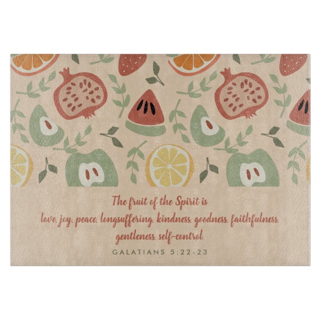 Fruit of the Spirit Abstract Scripture Cutting Board (Front)