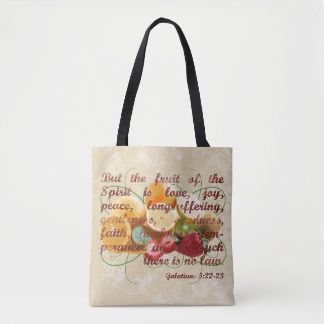 Fruit of the Spirit Bible Verse Christian  Tote Bag (Front)