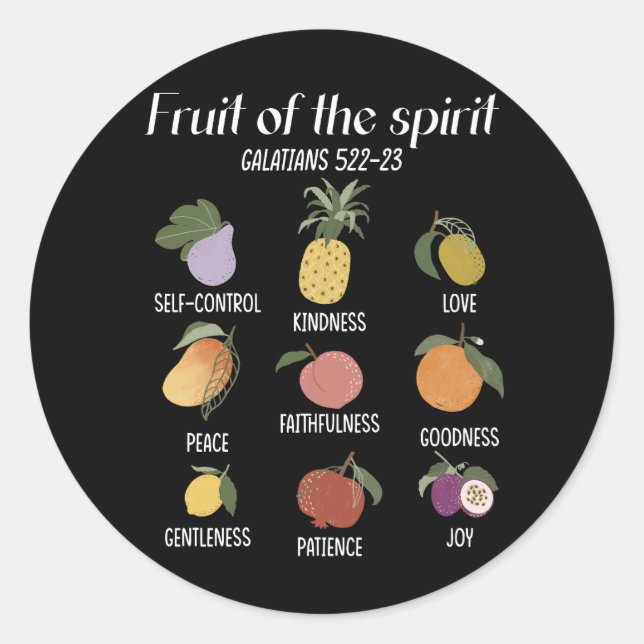Fruit Of The Spirit Christian Faith Jesus God Love Classic Round Sticker (Front)