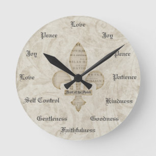 Fruit of the Spirit Christian Virtues Vintage Round Clock