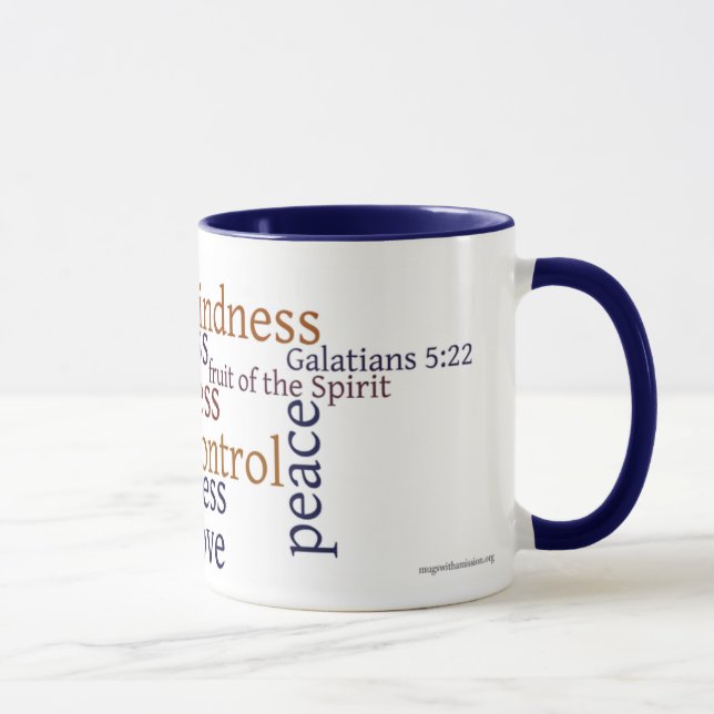 Fruit of the Spirit Mug: Galatians 5:22-23 - Blue Mug (Right)