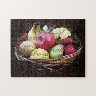 Fruit of the Spirit, Painted Brown Basket Jigsaw Puzzle