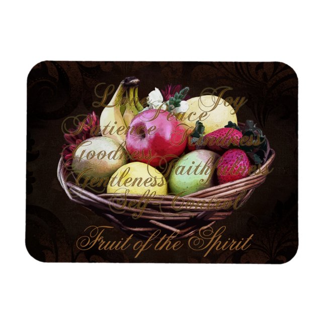 Fruit of the Spirit, Painted Brown Basket Magnet (Horizontal)