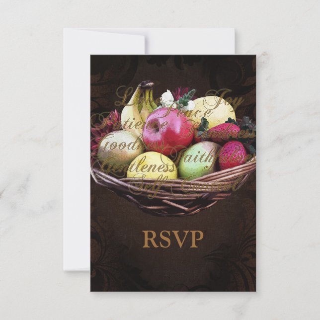 Fruit of the Spirit, Painted Brown Basket RSVP Card (Front)