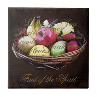 Fruit of the Spirit, Painted Brown Basket Tile