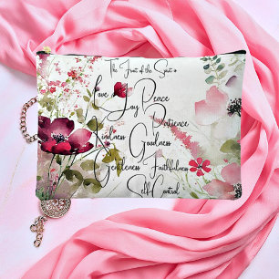 Fruit of the Spirit pink floral Accessory Pouch