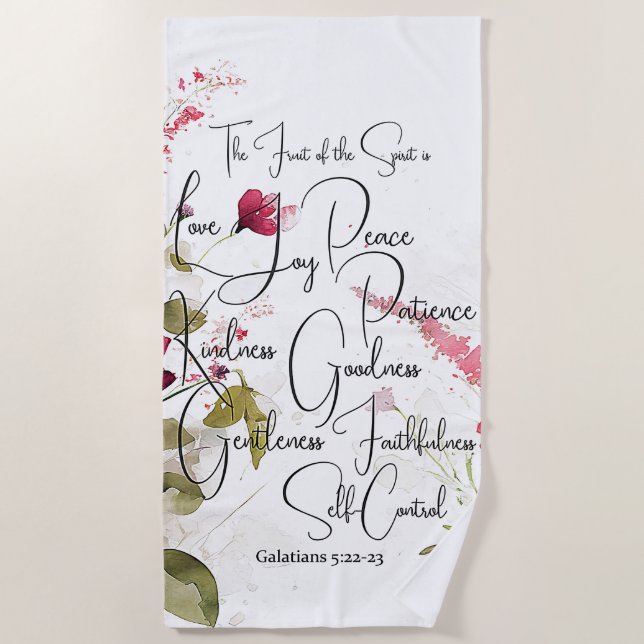 Fruit of the Spirit pink floral Beach Towel (Front)