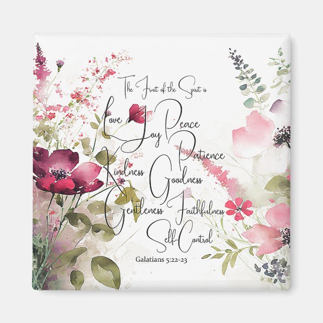 Fruit of the Spirit pink floral Magnet (Front)
