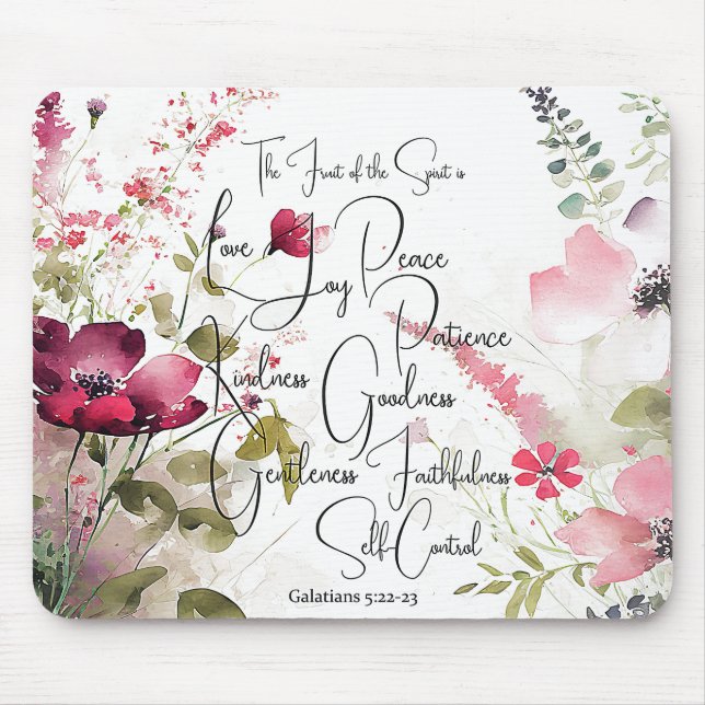Fruit of the Spirit pink floral Mouse Mat (Front)