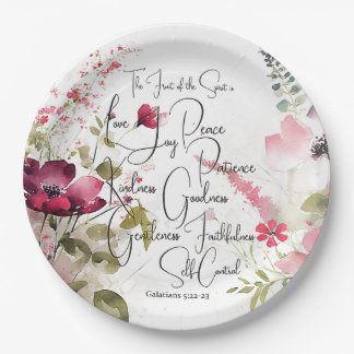 Fruit of the Spirit pink floral Paper Plate