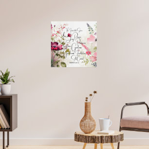 Fruit of the spirit pink floral poster