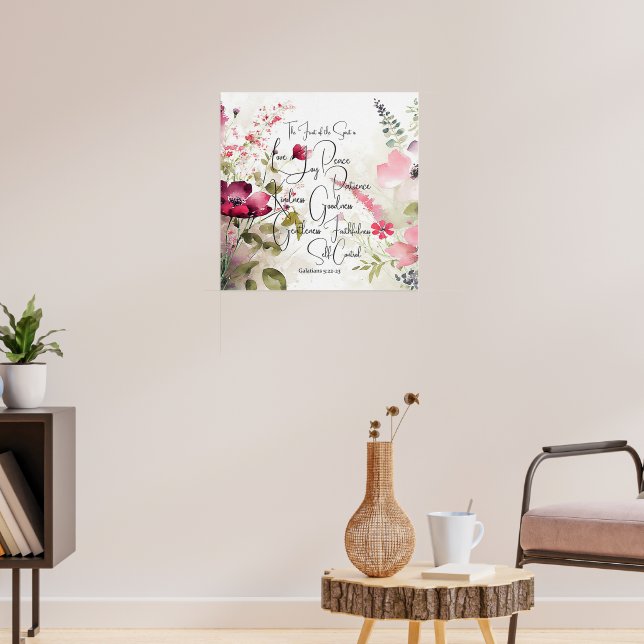 Fruit of the spirit pink floral poster (Living Room 3)