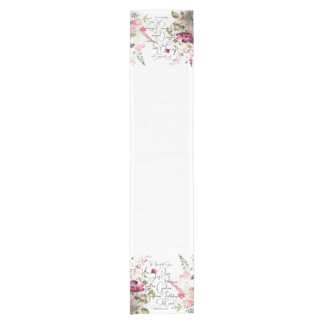 Fruit of the Spirit pink floral Short Table Runner (Front)
