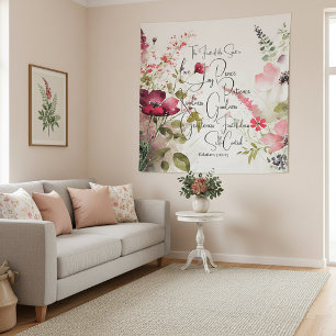 Fruit of the Spirit pink floral Tapestry