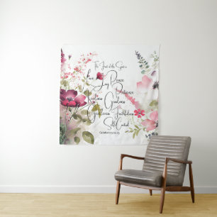 Fruit of the Spirit pink floral Tapestry