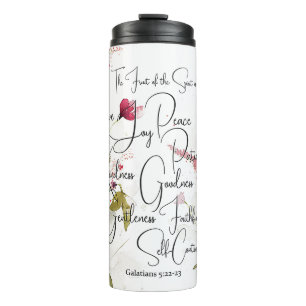 Fruit of the Spirit pink floral Thermal Tumbler
