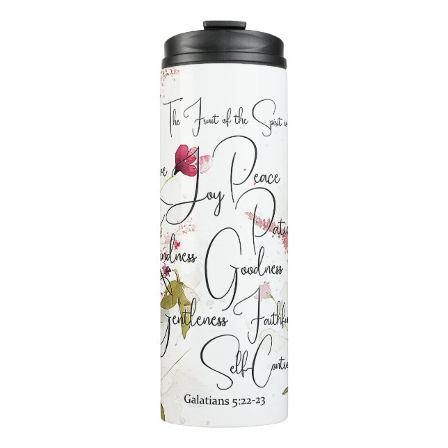 Fruit of the Spirit pink floral Thermal Tumbler (Front)