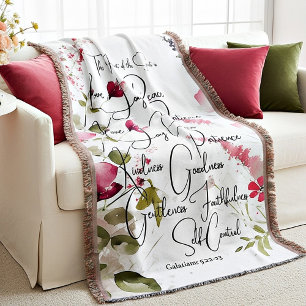 Fruit of the Spirit pink floral Throw Blanket