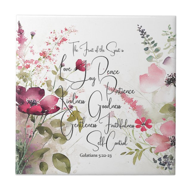 Fruit of the Spirit pink floral Tile (Front)