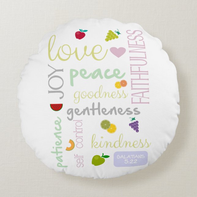 fruit of the spirit round cushion (Front)