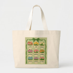 Fruit of the Spirit Tea Cup Green Tote Bag