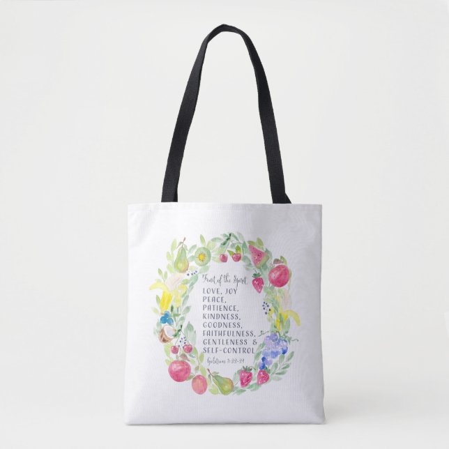 Fruit Of the Spirit Watercolor Artwork Tote Bag (Front)