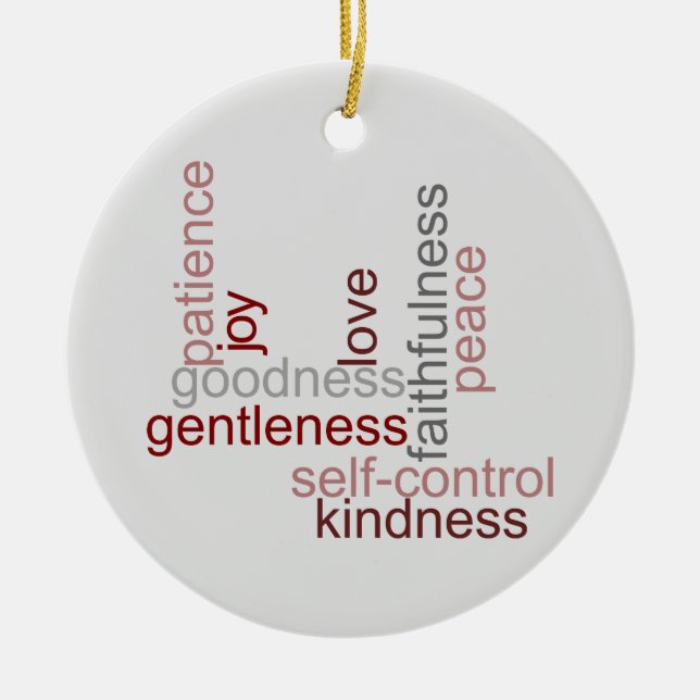 Fruit of the Spirit Word Art Ceramic Tree Decoration (Front)