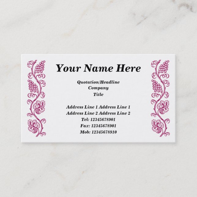 Fruit of the Vine - "Red Wine" Business Card (Front)