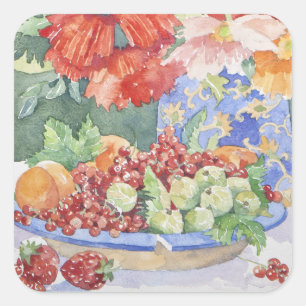 Fruit on a plate 2014 square sticker