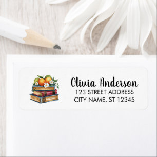 Fruit Orange and books Return Address Label