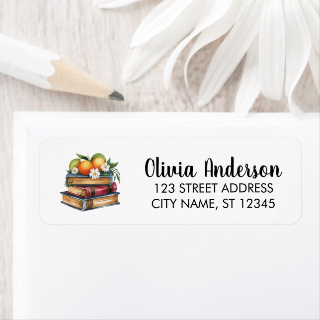 Fruit Orange and books Return Address Label       (Insitu)