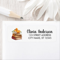 Fruit Orange and books Return Address Label      