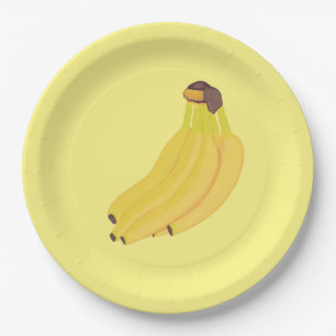 Fruit Paper Plates featuring ripe yellow bananas