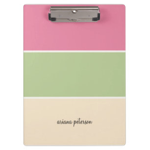 Fruit Pastel Stripes & Script Name Clipboard