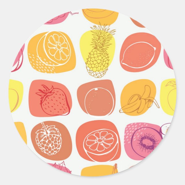 Fruit pattern classic round sticker (Front)