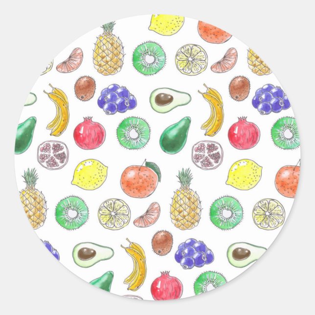 Fruit pattern classic round sticker (Front)