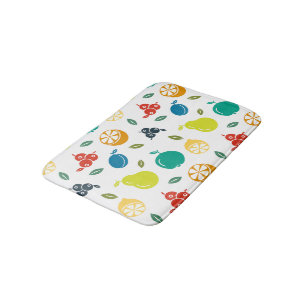 Fruit Pattern, Plum, Orange, Lemon, Pear, Apple Bath Mat